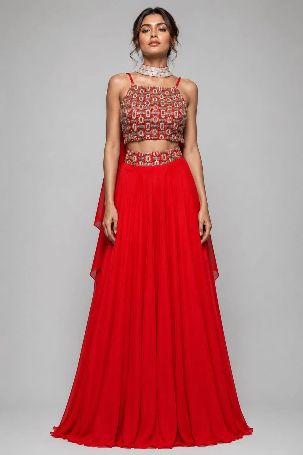 designer red lehenga
