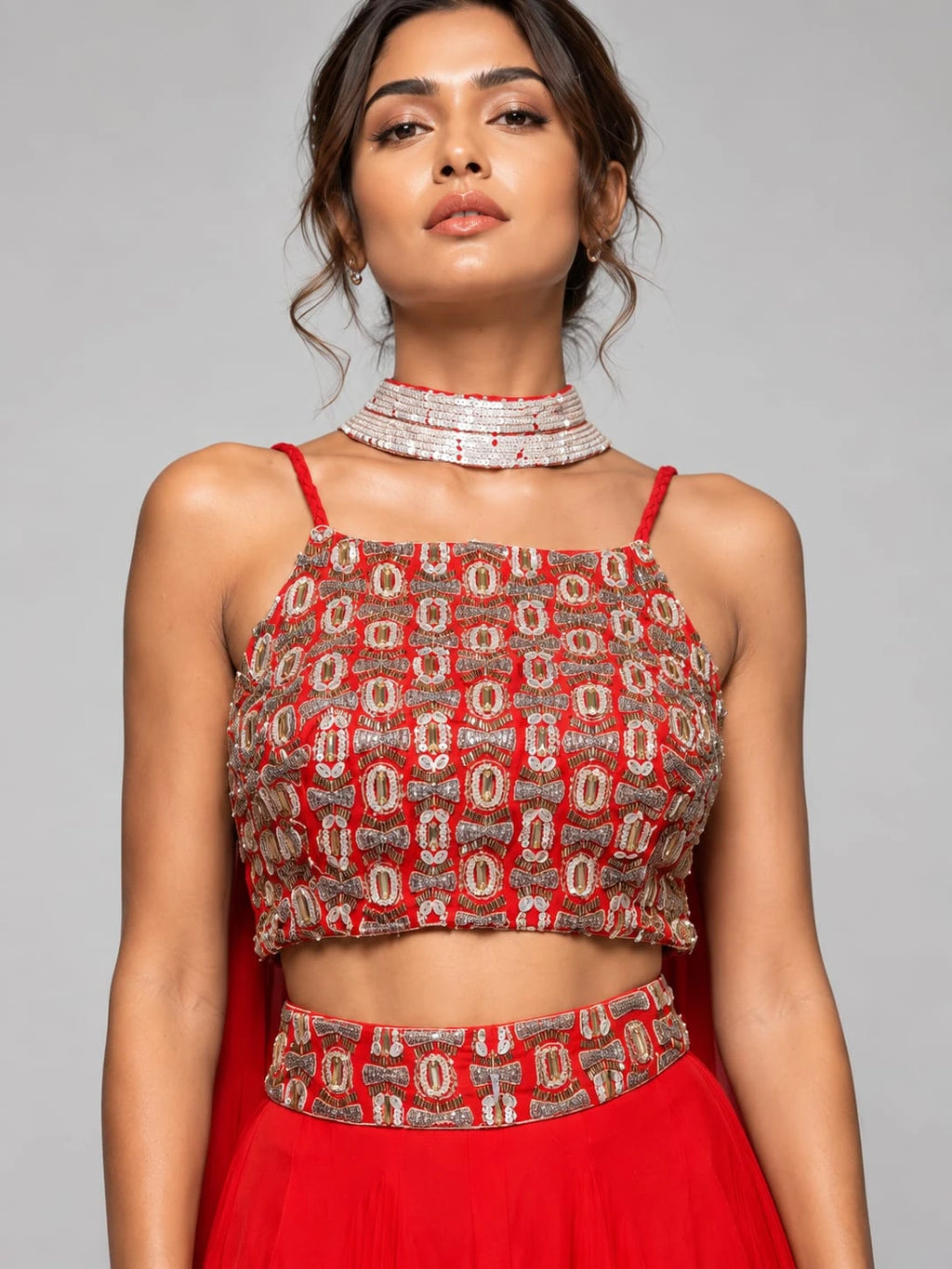 designer red lehenga