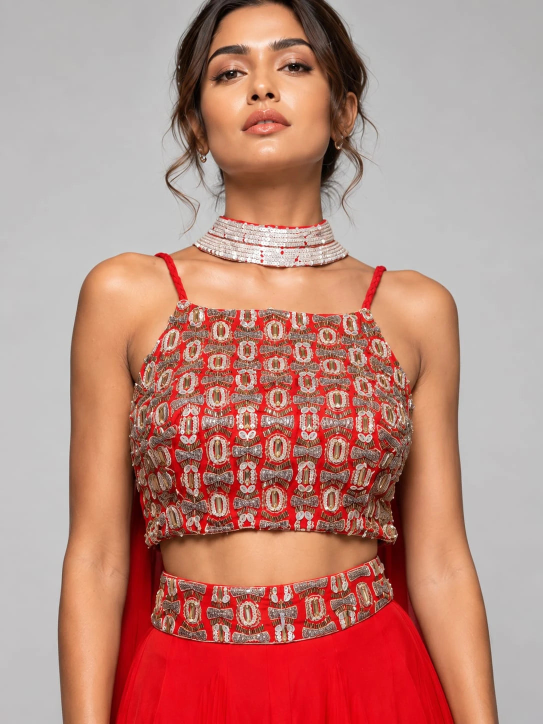 designer red lehenga