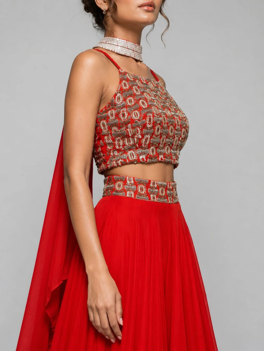 designer red lehenga