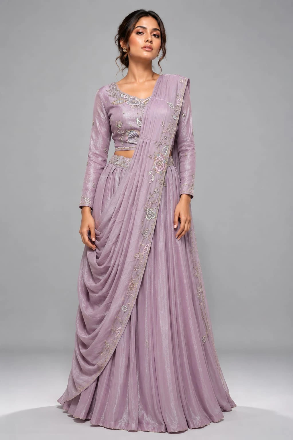 designer lilac lehenga