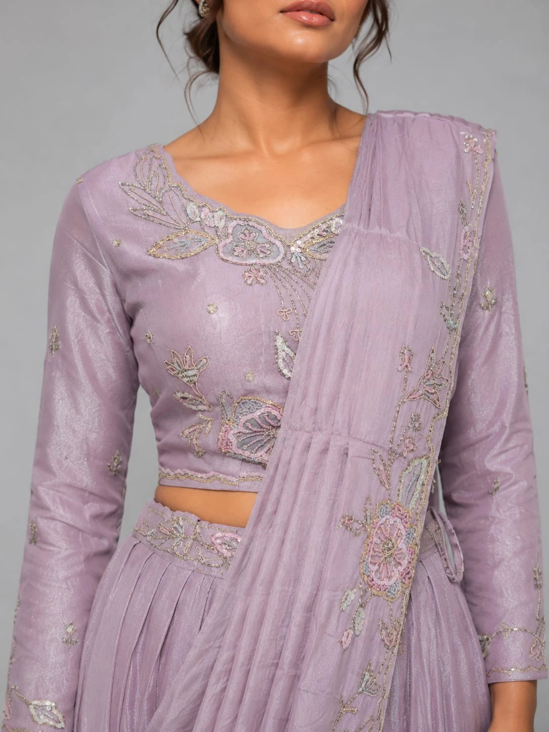 designer lilac lehenga