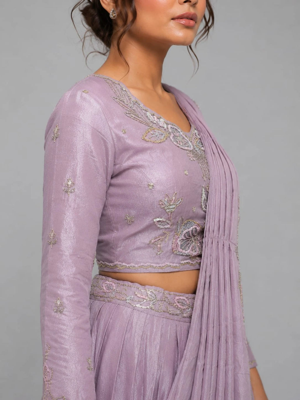 designer lilac lehenga