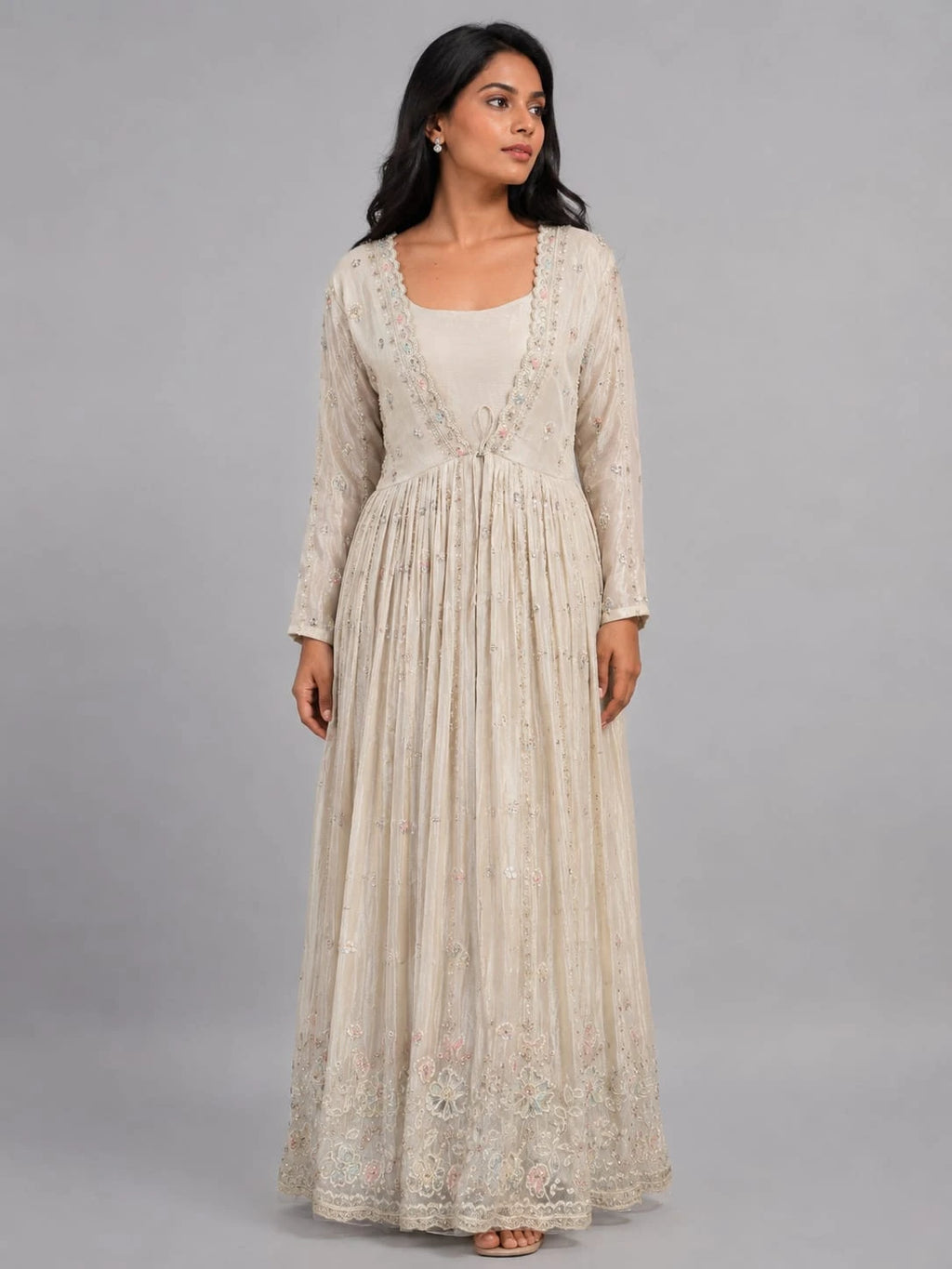 women's gold anarkali