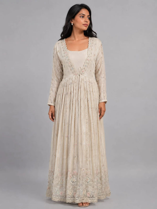 women's gold anarkali