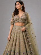 Designer Olive Green Lehenga