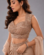Brown Western Dhoti Set