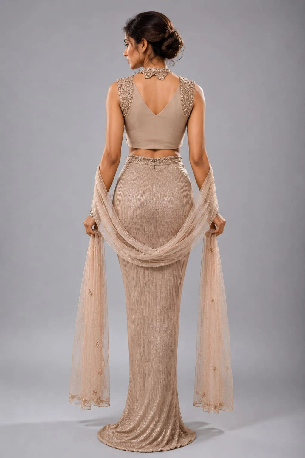 Brown Western Dhoti Set