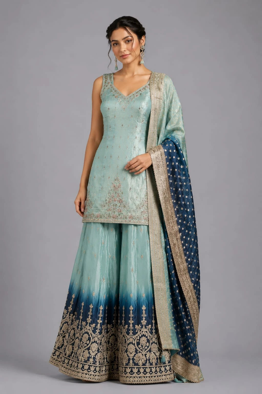 sky blue party wear suit