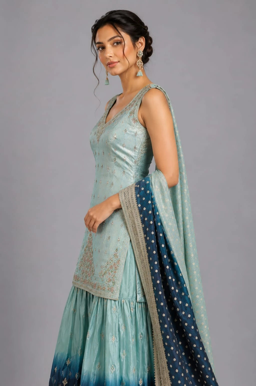 sky blue party wear suit