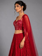 maroon festive lehenga