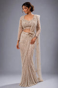 gold party wear saree