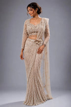 gold party wear saree
