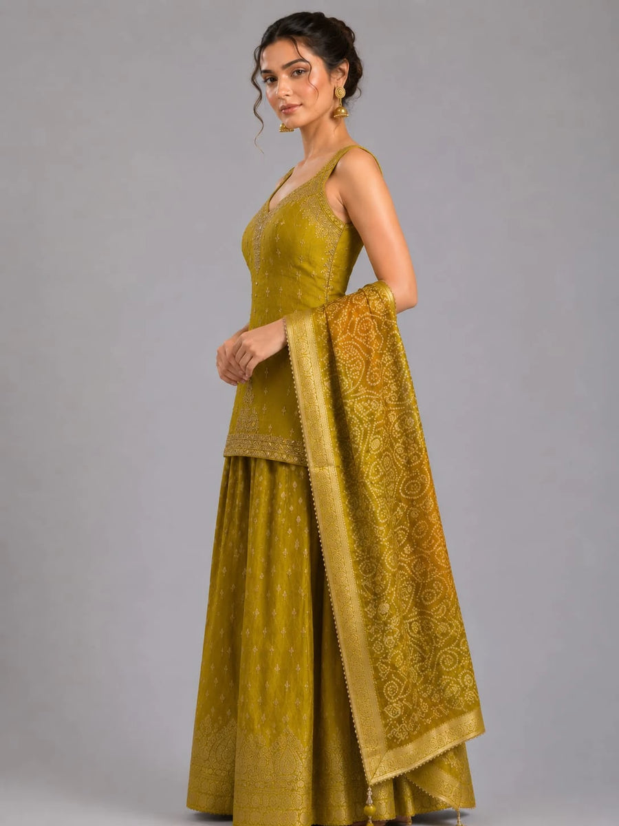 mustard party wear suit
