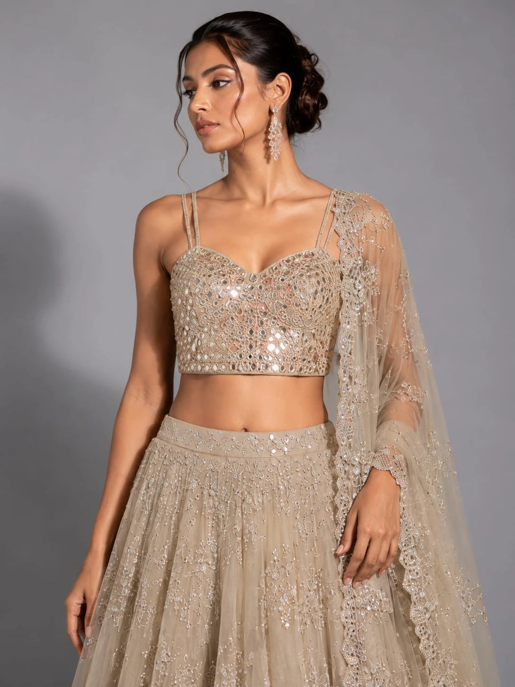 ivory party wear lehenga