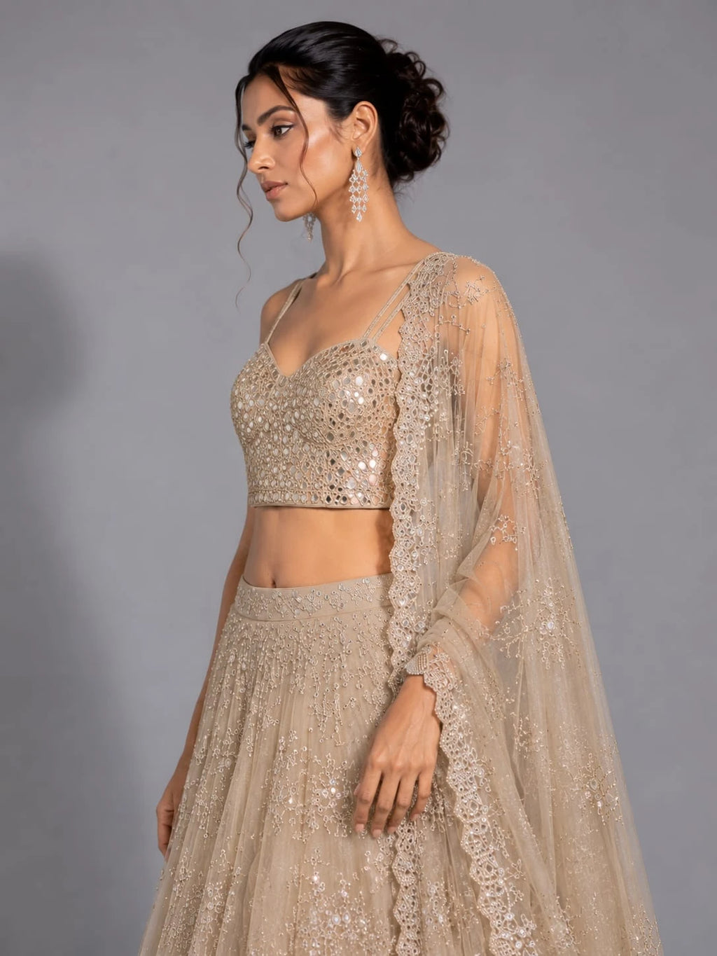 ivory party wear lehenga