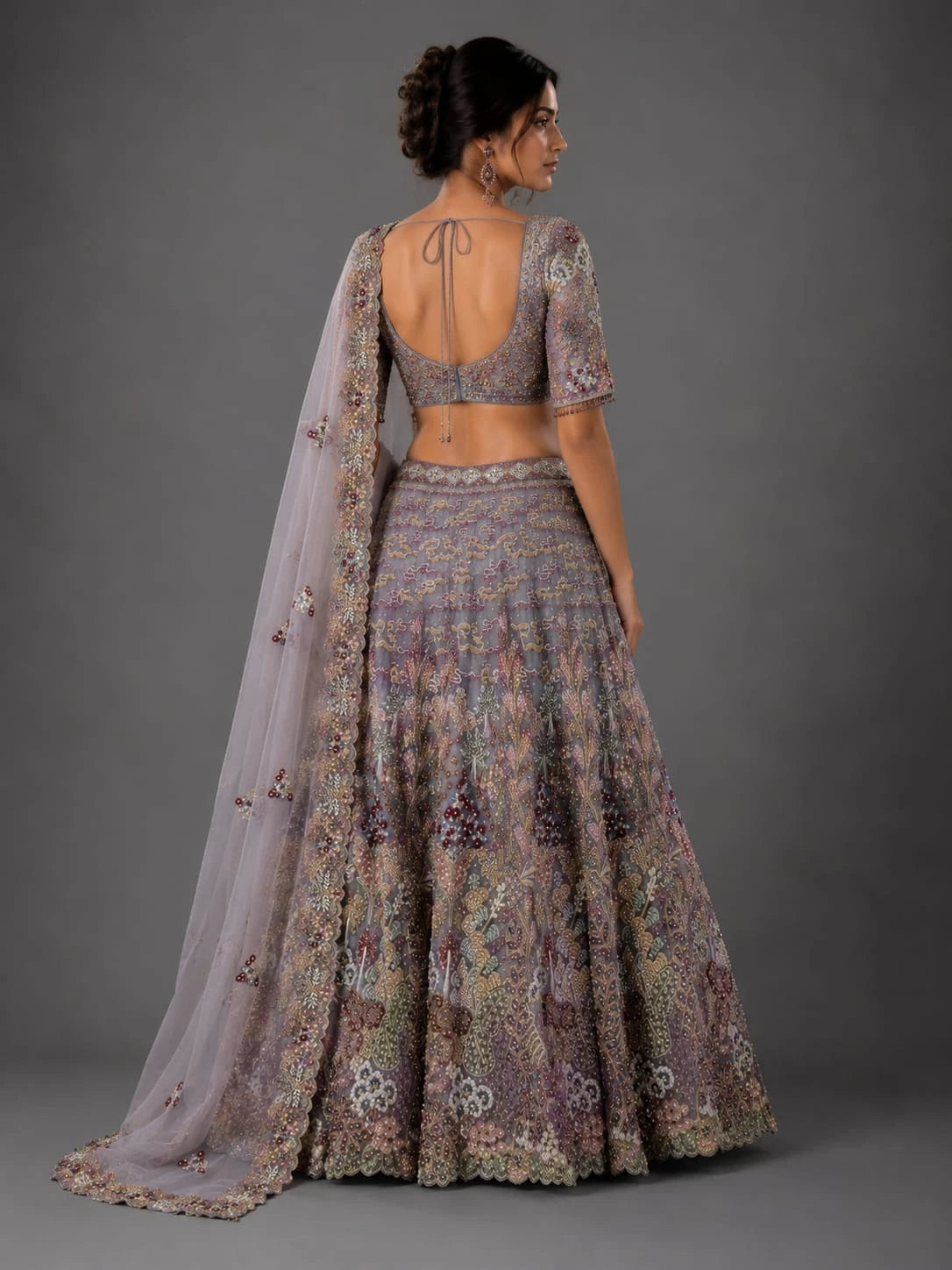 grey party wear lehenga