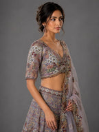 grey party wear lehenga