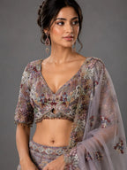 grey party wear lehenga