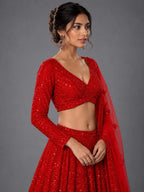 red party wear lehenga