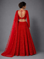 red party wear lehenga