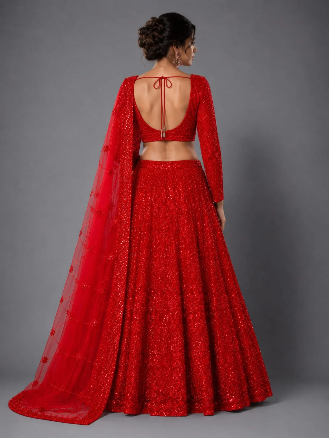 red party wear lehenga
