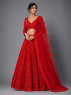 red party wear lehenga