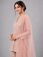 pink kurta sharara dupatta set
