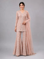 pink kurta sharara dupatta set