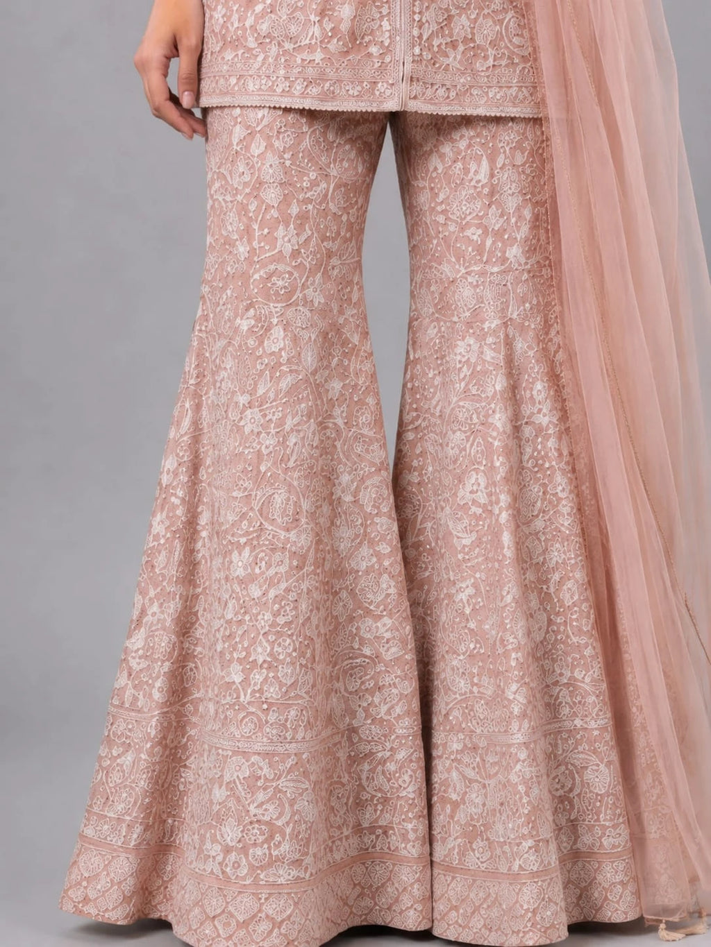 pink kurta sharara dupatta set