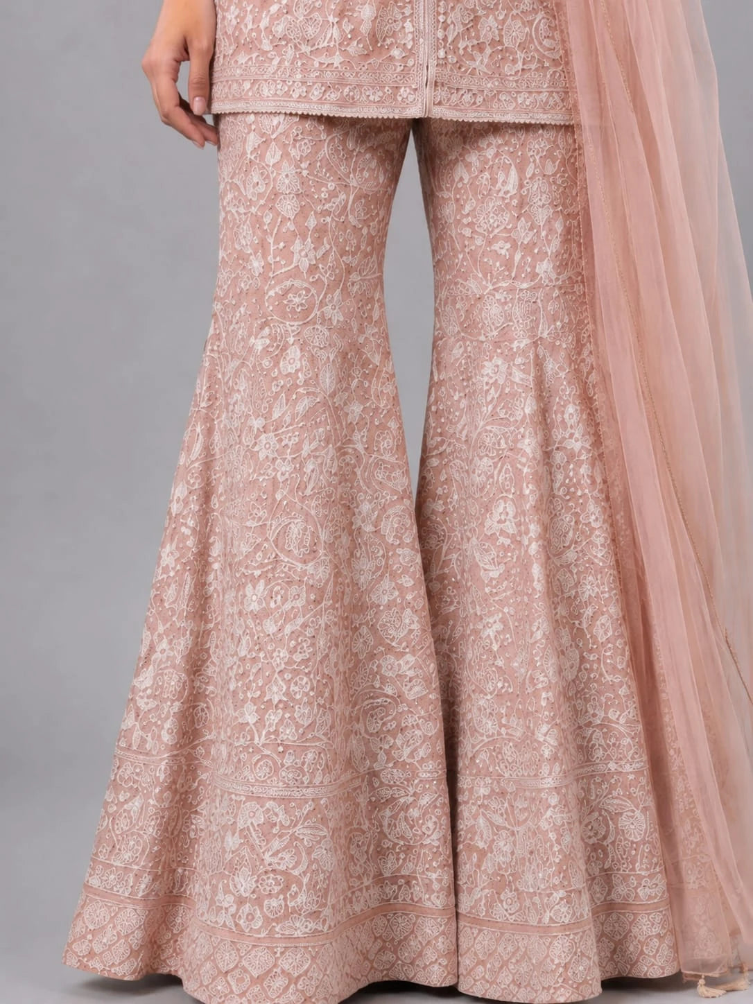 pink kurta sharara dupatta set