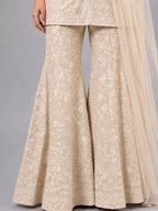 beige kurta sharara dupatta set