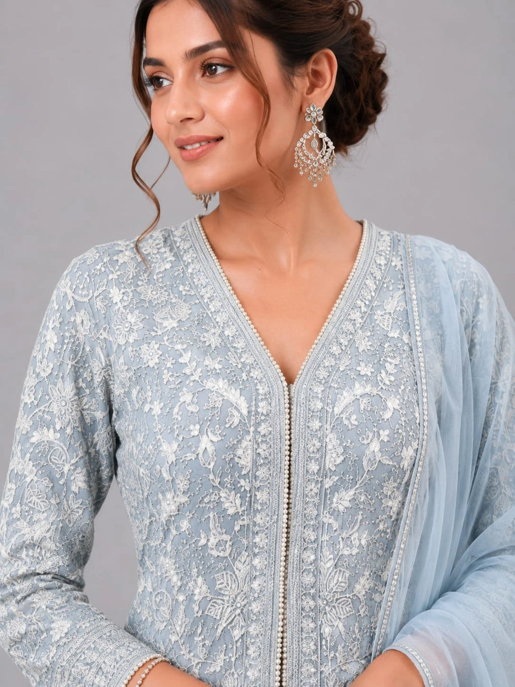 sky kurta sharara dupatta set