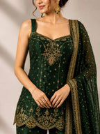 bottle green sharara set