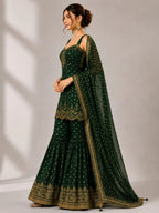 bottle green sharara set