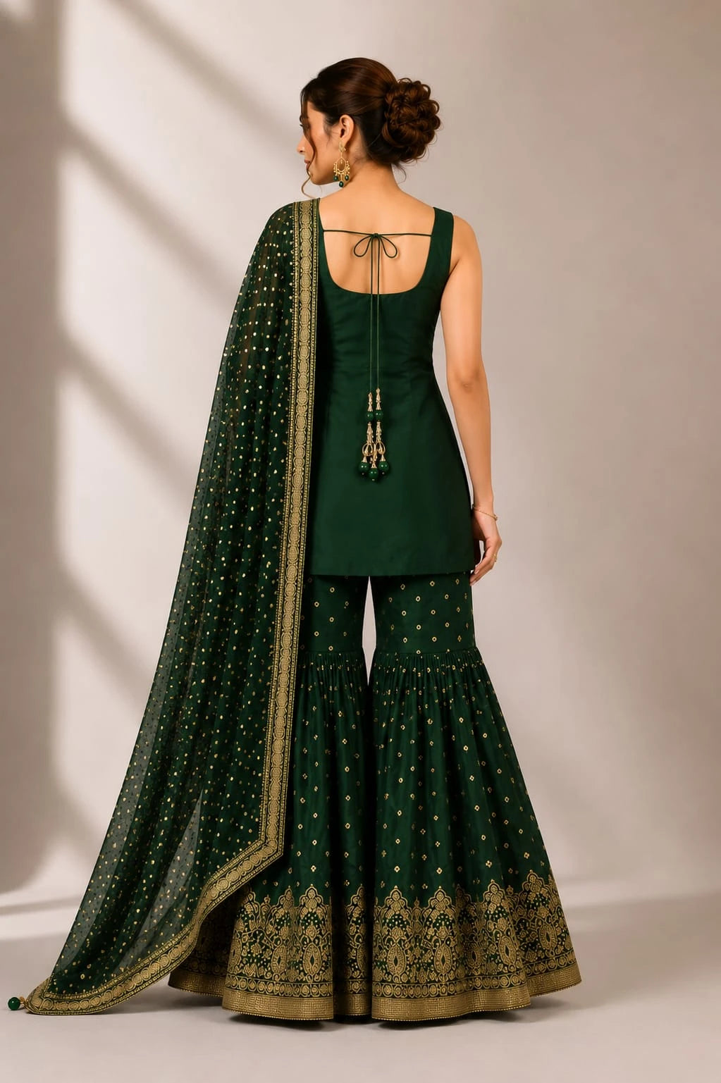 bottle green sharara set