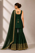bottle green sharara set