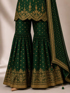 bottle green sharara set