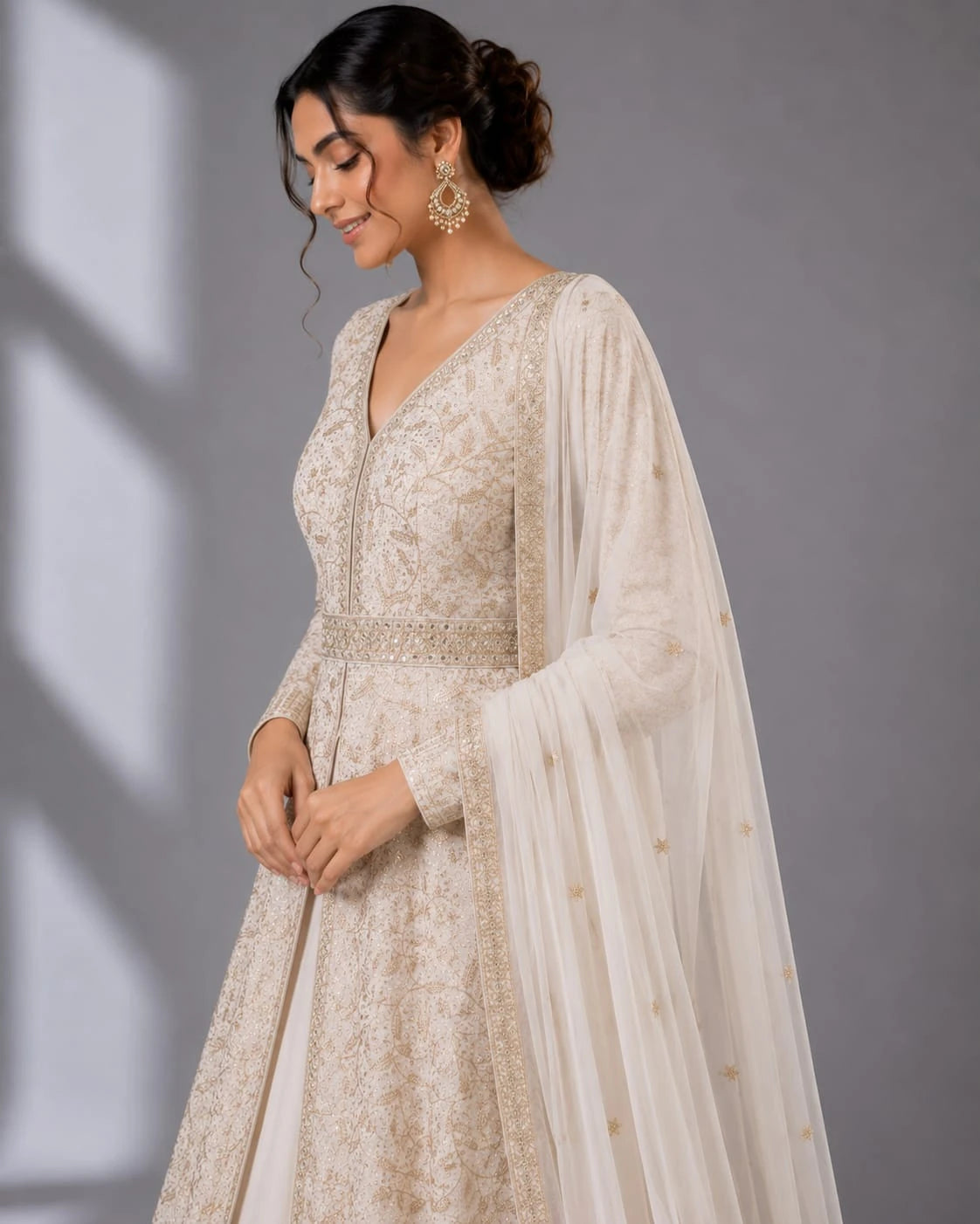 ivory indo western gown