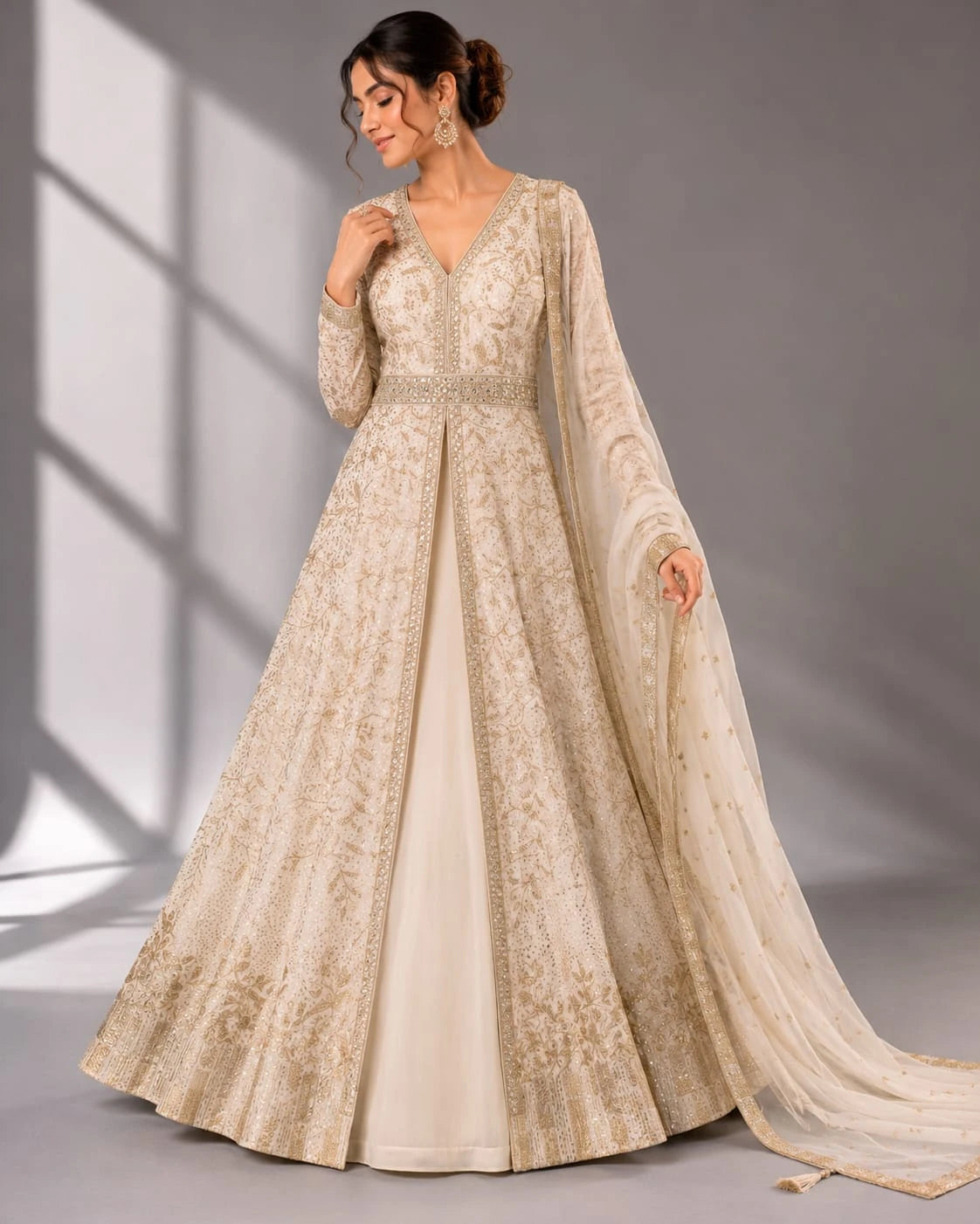 ivory indo western gown