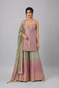 Pink Ombre Designer Sharara Set with Embroidered Kurti & Dupatta