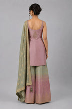 Pink Ombre Designer Sharara Set with Embroidered Kurti & Dupatta