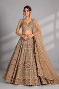 brown party wear lehenga