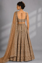 brown party wear lehenga