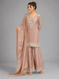 peach kurti sharara set
