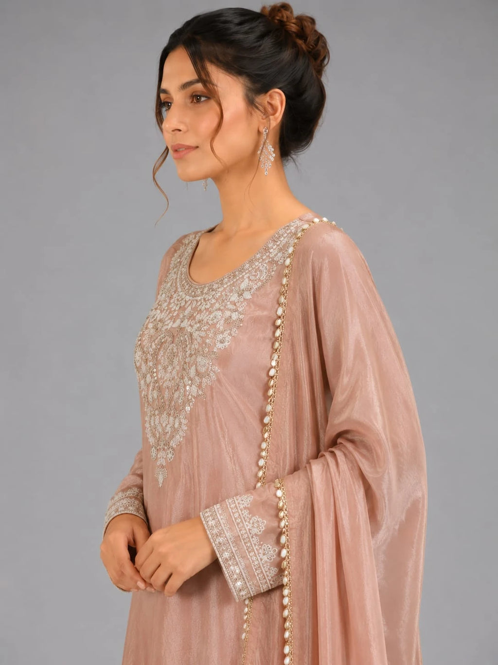 peach kurti sharara set