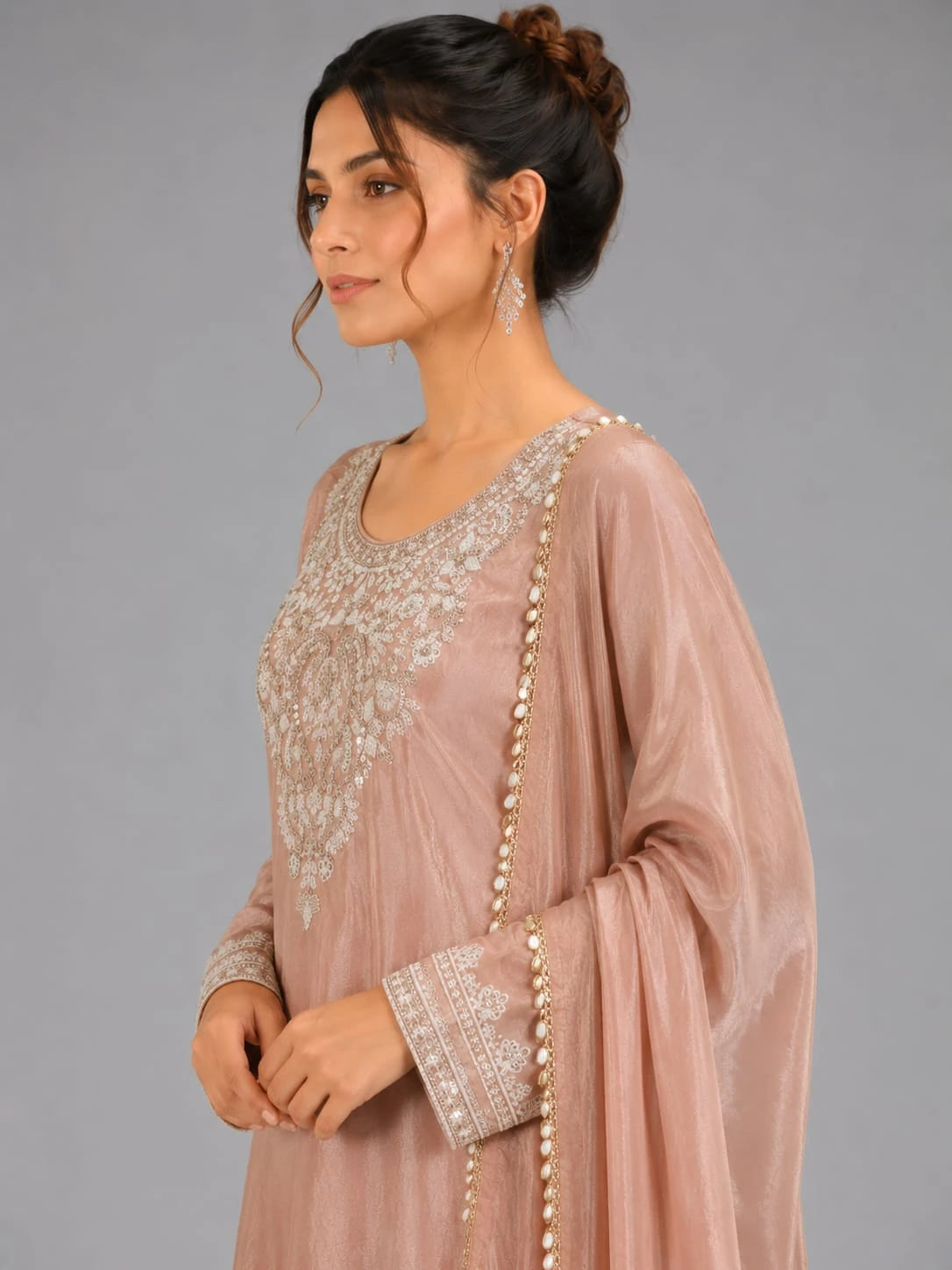 peach kurti sharara set