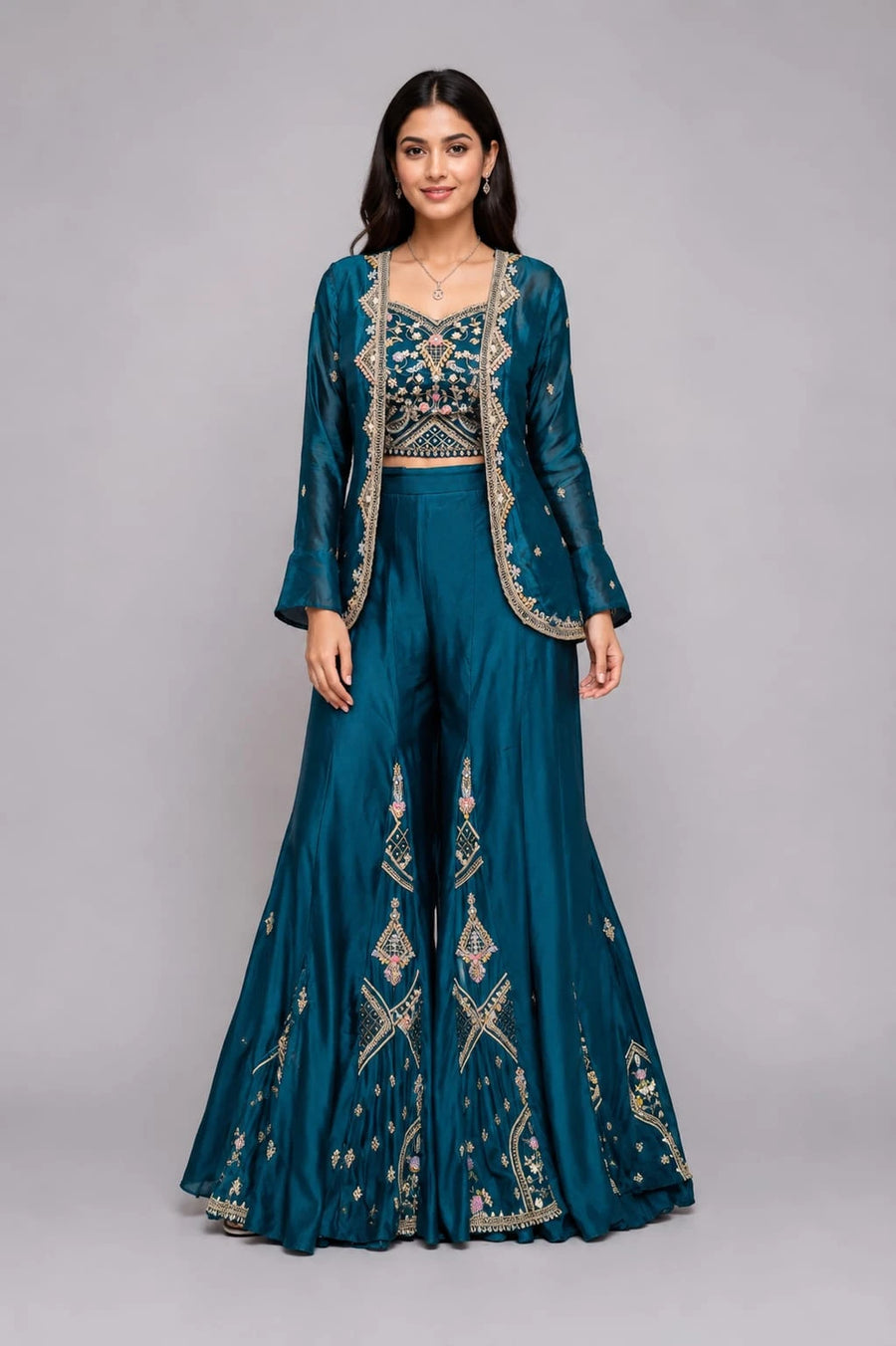 green sharara jacket