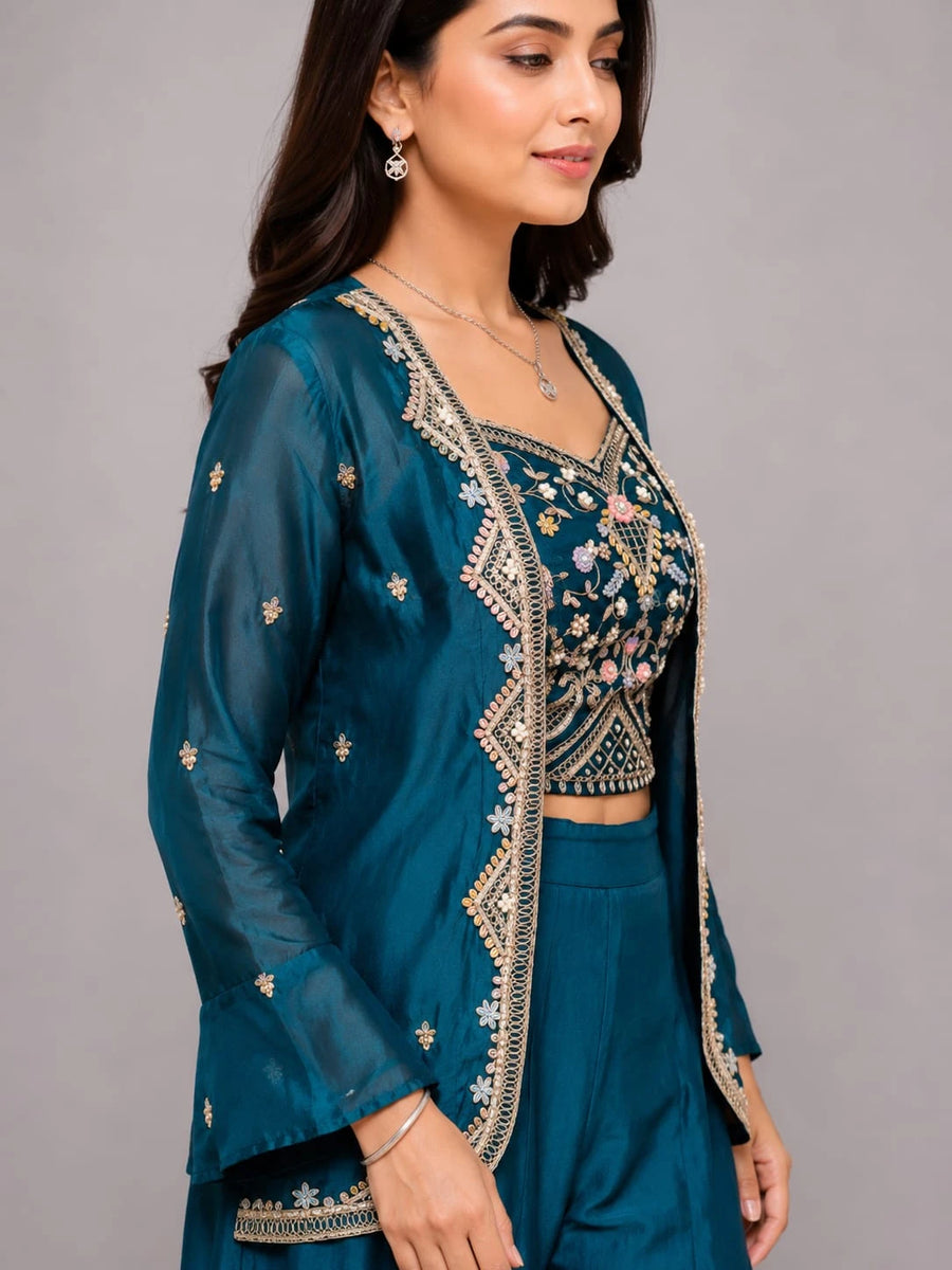 green sharara jacket