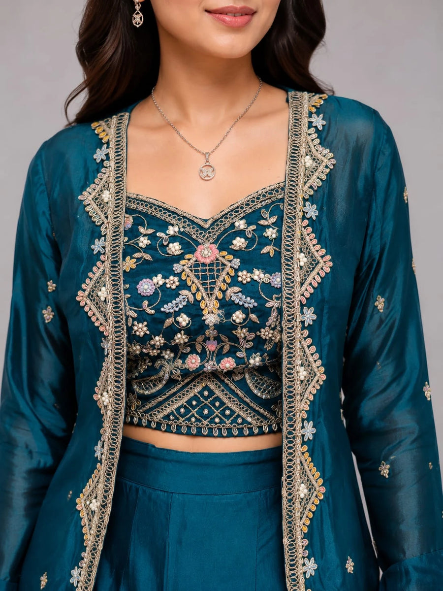green sharara jacket